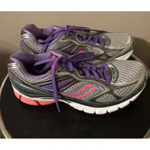 Saucony Women's PowerGrid Guide 7 Running Shoe Silver Gray Purple Size 7
